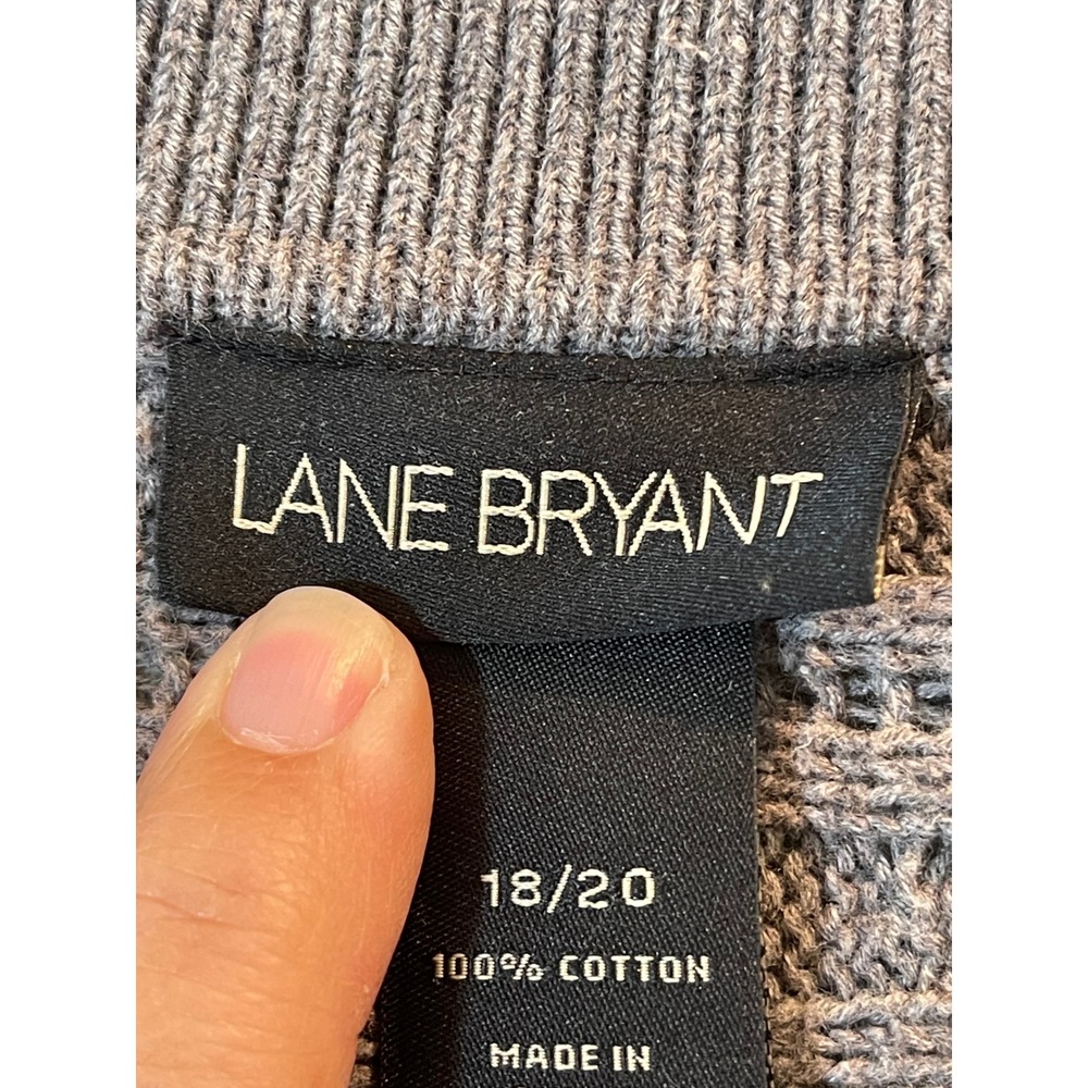 Lane Bryant Gray Cotton Cable Knit Open Front Short Sleeve Cardigan Sweater 18 - Picture 2 of 16